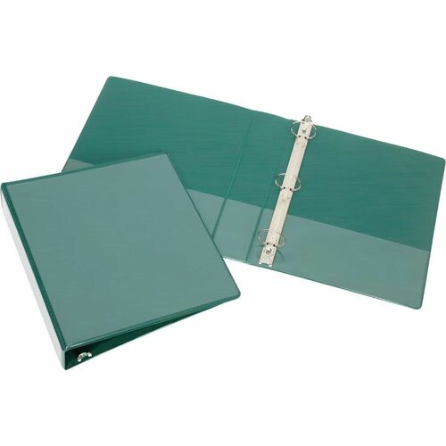 SKILCRAFT  View Binder,Round Ring,w/Pockets,3"Cap,Letter-Size,Green
