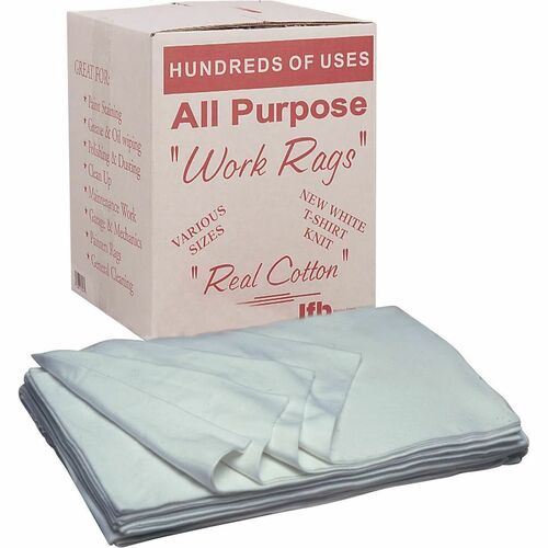 SKILCRAFT  Rags,f/Cleaning,All-Purpose,CottonT-Shirt,5/BX,White