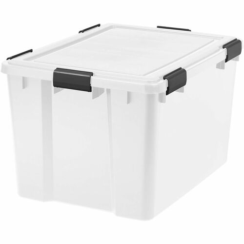 Iris  Storage Tote,WeatherPro,74QT,23.6"x17.75"x14.5",Clear/Black