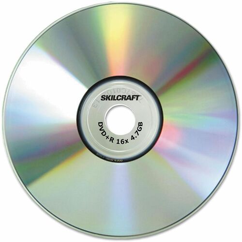 SKILCRAFT  Branded Attribute Media Disks, DVD+R, 4.7 GB, 4x, Spindle, Silver, 25/Pack