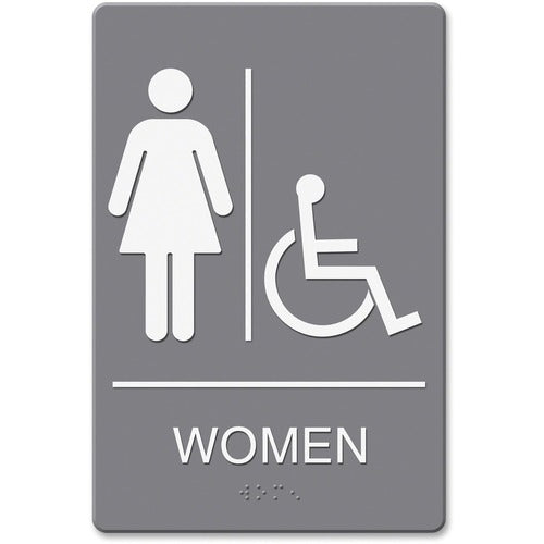 Headline Signs  Sign, "Women", w/Handicap Accessible Icon, Gray/White-HDS4814