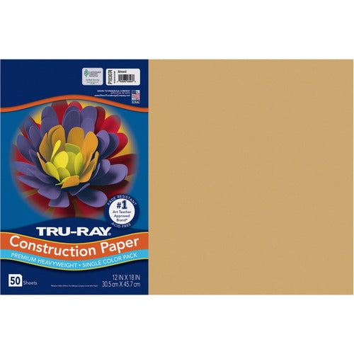 Pacon  Construction Paper, 76 lb, 12"x18", 50/PK, Almond