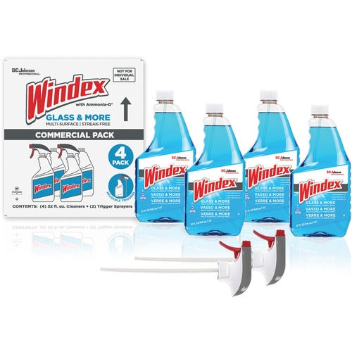 S.C. JOHNSON & SON, INC  Cleaner, Windex, f/Glass/Multisurface, 32oz, 4/CT, Blue