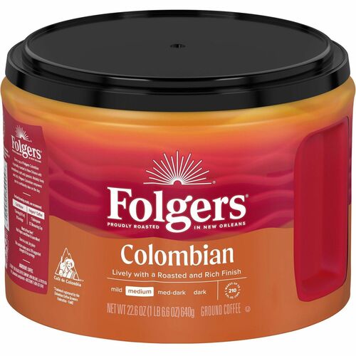 Folgers  Coffee, 100% Colombian, Ground, 22.6oz, Brown-FOL30445