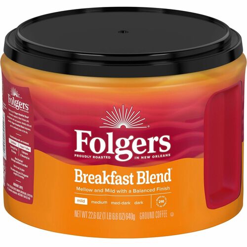 Folgers  Coffee,Breakfast Blend,Mild Roast,Ground,22.6oz,Brown-FOL30440