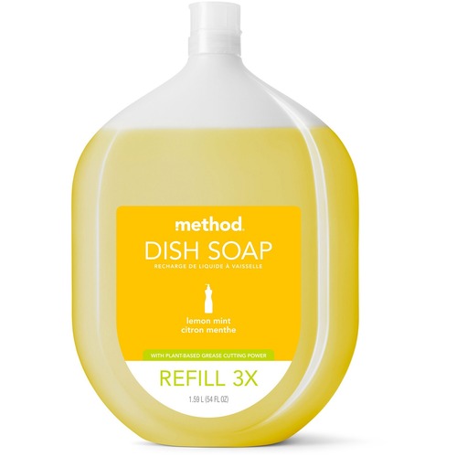 Method Products  Dish Soap,Manual,Capped Refill,Lemon Mint,54oz,Yellow