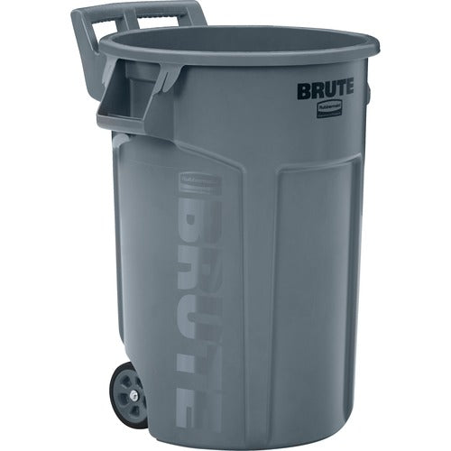 Rubbermaid Commercial Products  Trash Container,Brute,Vented,Wheeled,44 Gal Cap,Gray