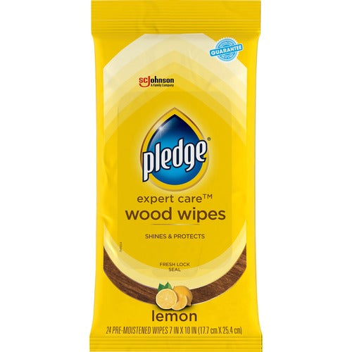 S.C. JOHNSON & SON, INC  Wipes,Furniture Polish,Lemon, 7"x10", 24/PK, White