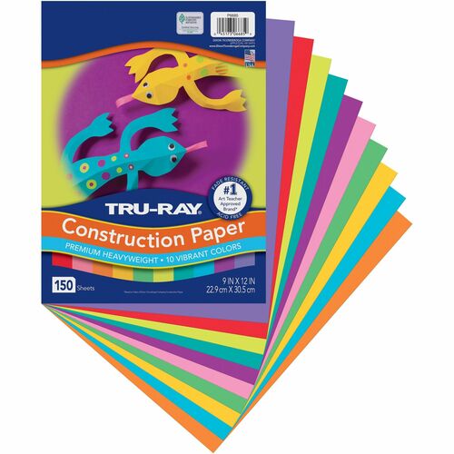 Pacon  Construction Paper, 76 lb, 9"x12", 150/PK, AST w/Festive GN