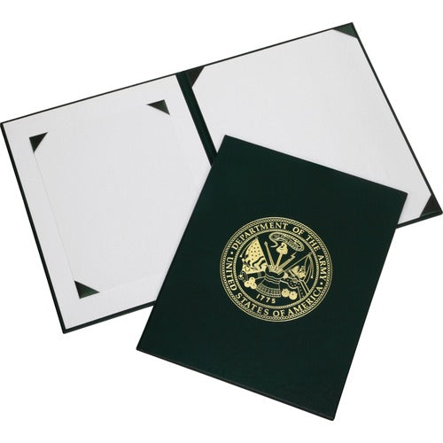 SKILCRAFT  Military Binder,f/Certificate,Army Seal,11-1/2"x14-1/2",GN