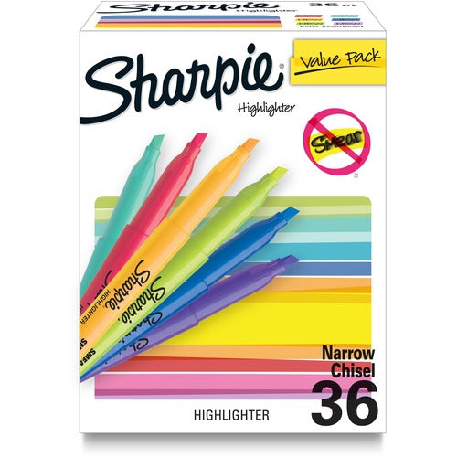 Newell Brands  Highlighter, Chisel Point, Nontoxic, 36/BX, Pastel Assorted