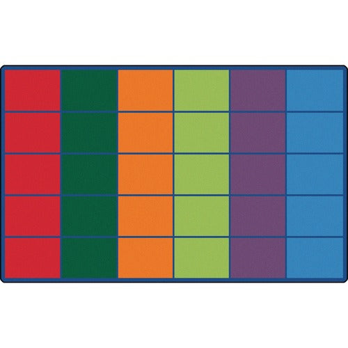 Carpets for Kids  Rug, Rectangle, Squares, Seats 30, 7'6"x12", Primary Colors