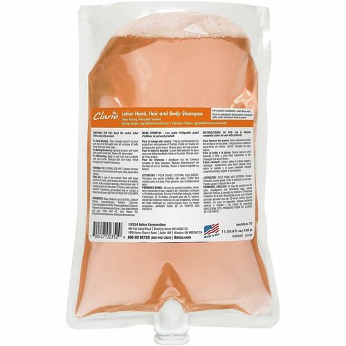 Betco Corporation  Shampoo, f/Hair/Body, Clario, 1000ml, 6/CT, Orange