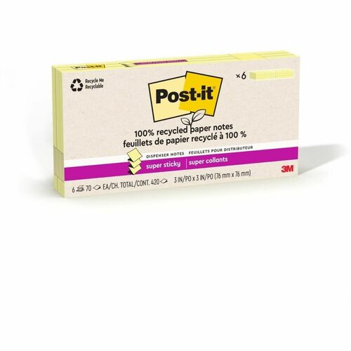 3M  Super Sticky Pads,Pop-up,3"x3",70 SHT/PD,12PD/PK,Canary YW