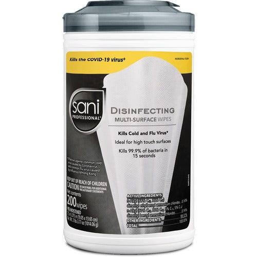 PDI HC  Wipes, Disinfecting, 200 Sheets/Tub, 6/CT, White