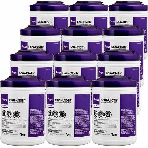 PDI HC  Wipes, Germicidal, Large, 6"x6-3/4", 160/Can, 12Can/CT, WE