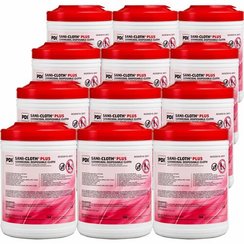 PDI HC  Cleaning Wipes,Germicidal,6"x6-3/4",160/Can,12Can/CT,WE