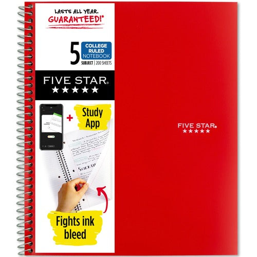 Mead  Notebook,5-Subject,200 Shts,CollegRuled,8-1/2"x11",RD