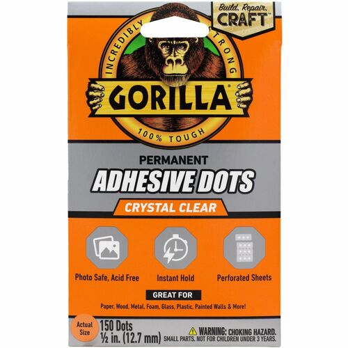 The Gorilla Glue Company  Adhesive,Dot,Permanent,1/2",150/PK,Clear-GOR104905