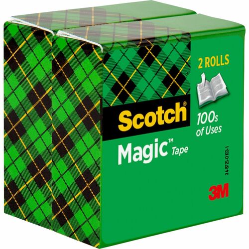 3M  Magic Tape, 3" Core, 3/4"x2592", 2/PK, 6/BD, Transparent
