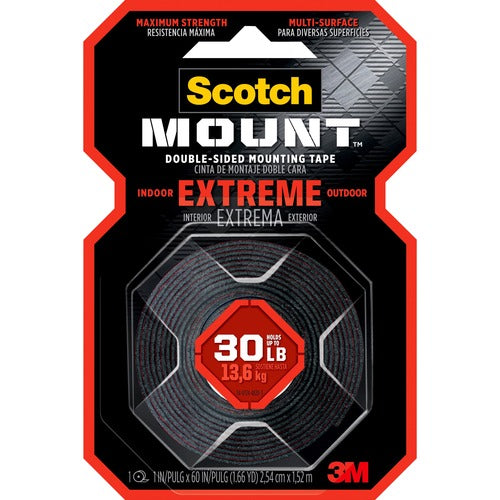 3M  Mounting Tape,Double-sided,30 lb Cap,1"x60" Roll,Black