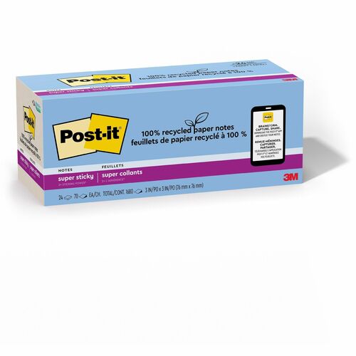 3M  Super Sticky Pads,70 Sheets/PD,3"x3",24PD/PK,Oasis AST