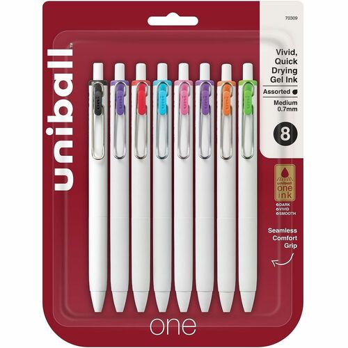 uni-ball Corporation  Pens, Gel, Retractable, UB One, 0.7mm, 8/PK, AST