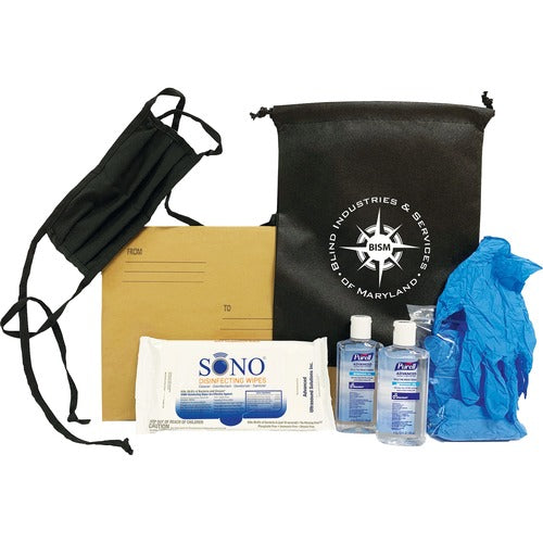 SKILCRAFT  Sanitizing Kit,w/Mask/Wipes/Gloves/Sanitizer,16/KT,BK