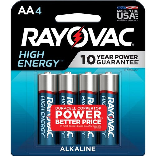 Rayovac Corporation  Batteries, High-Energy, Alkaline, AA, 4/PK, Blue/Silver