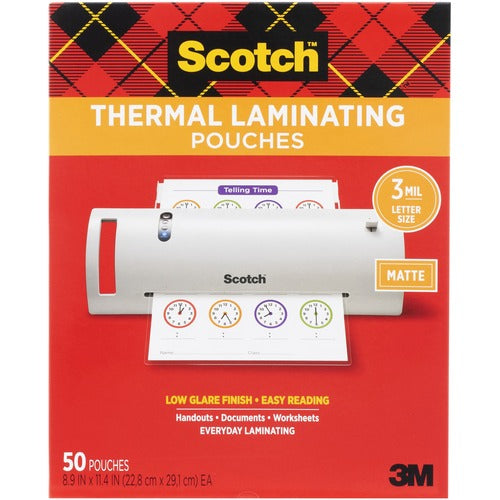 3M  Laminating Pouch, Ltr, Matte, 3 Mil, 8.9"x11-2/5", 50/PK, CL