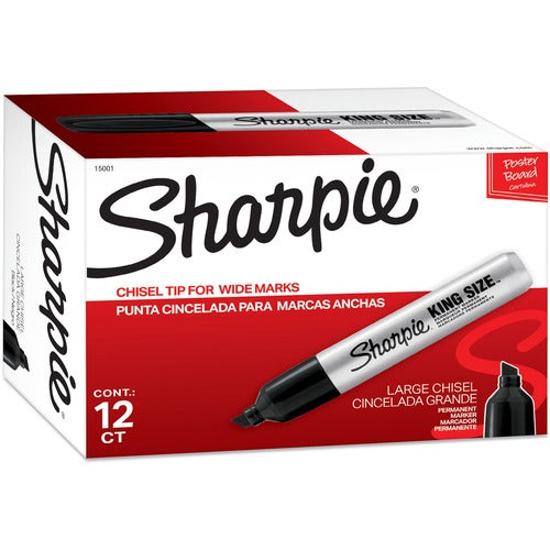 Newell Brands  Marker, Permanent, King Size, Chisel Point, Black Ink
