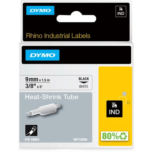 Dymo  Label, Heat Shrink Tube, 3/8"x5', White-DYM18053