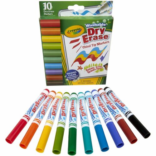 Crayola  Markers, Dry-Erase, Washable, 10 Colors, 10/PK, AST
