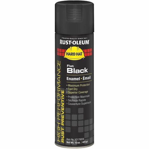 Rust-Oleum  Spray Paint,Enamel,QuickDry,HightHeat,NoChip,Flat,15oz,Black