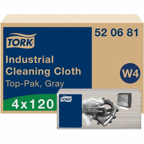 TORK  Cloths,f/Cleaning,Industrial,4-1/5"x14",120/PK,4PK/CT,GY