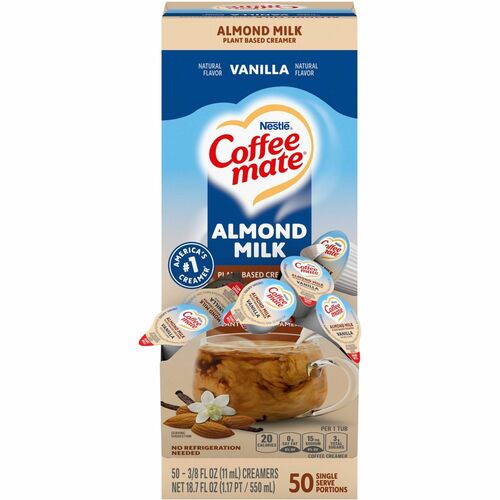 Nestle USA  Creamer,Single Tubs,Almond Milk/Vanilla,0.375oz,50/BX,MI