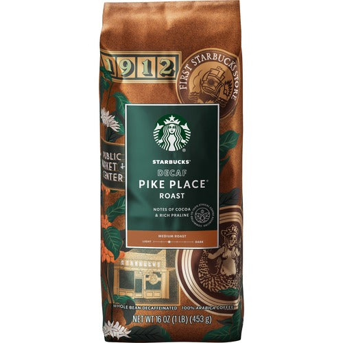 Starbucks  Coffee, Decaffeinated, Whole Bean, 16oz, 6/CT, Brown