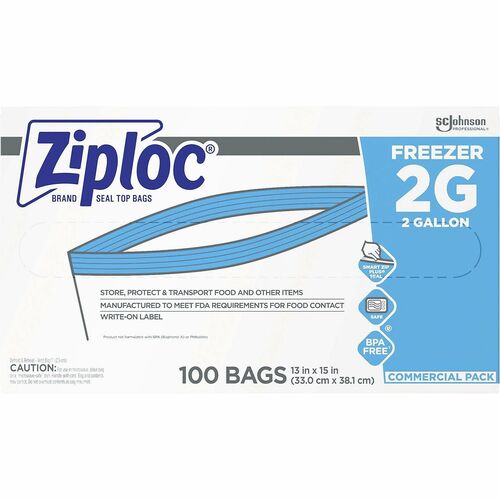 S.C. JOHNSON & SON, INC  Freezer Bags, 2 Gallon, 13"x15", 100/BX, 1BX/CT, CL