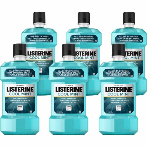 Johnson & Johnson  Mouthwash,Anticavity,Cool Mint,1 Liter, 6/CT,Aqua
