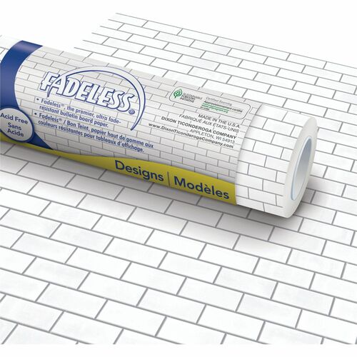 Pacon  Art Paper Roll,Fadeless,48"x50',50 lb,White Subway Tile