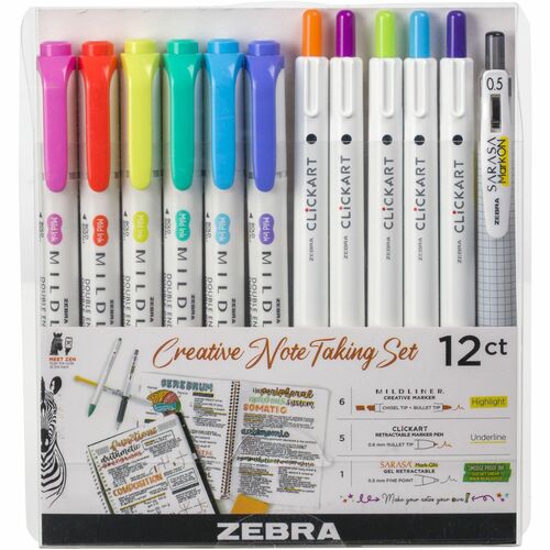 Zebra  Highlighters/Pen/Markers,12/PK,AST