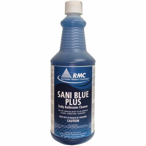 Rochester Midland Corporation  Bathroom Cleaner, Sani Blue Plus, 1 Quart, Blue
