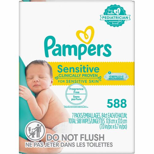 Procter & Gamble Commercial  Wipes,Baby,Sensitive,7"x6-4/5",84/Pouch,7Pouches/CT,WE