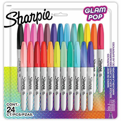 Newell Brands  Markers,Permanent,Fine,Glam Pop,24/PK,AST
