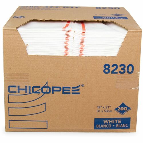Chicopee Branded Products  Towels,Cleaning,Foodservice,HvyDty,21"x12.25",200/CT,White