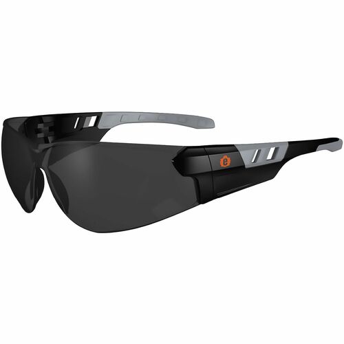 Ergodyne  Safety Glasses,Flex-Fit Temples,Smoke Lens,Black Frame-EGO59135