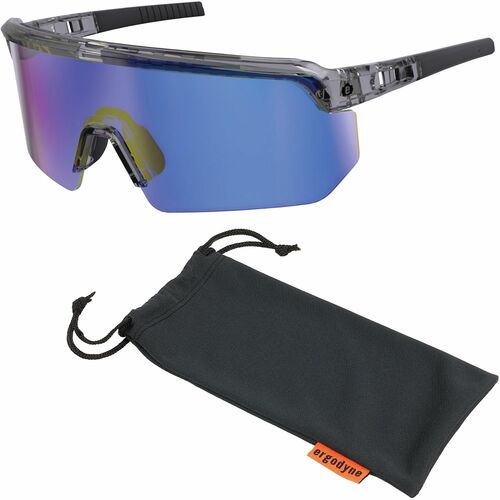 Ergodyne  Safety Glasses,Anti-Fog/Scratch,BE MirrorLens,CL SmokeFrame-EGO55012