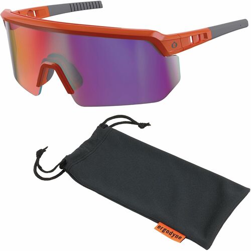 Ergodyne  Safety Glasses,Impact Resistant,PurpleMirrorLens,OrangeFrame-EGO55019