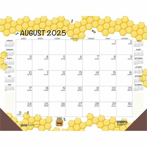 House Of Doolittle  Calendar,DeskPad,12Mnth,Aug2025-July2026,22"x17",Honeycmb,YW-HOD1565