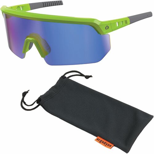 Ergodyne  Safety Glasses,Anti-Fog/Scratch,Blue Mirror Lens,LM Frame-EGO55018